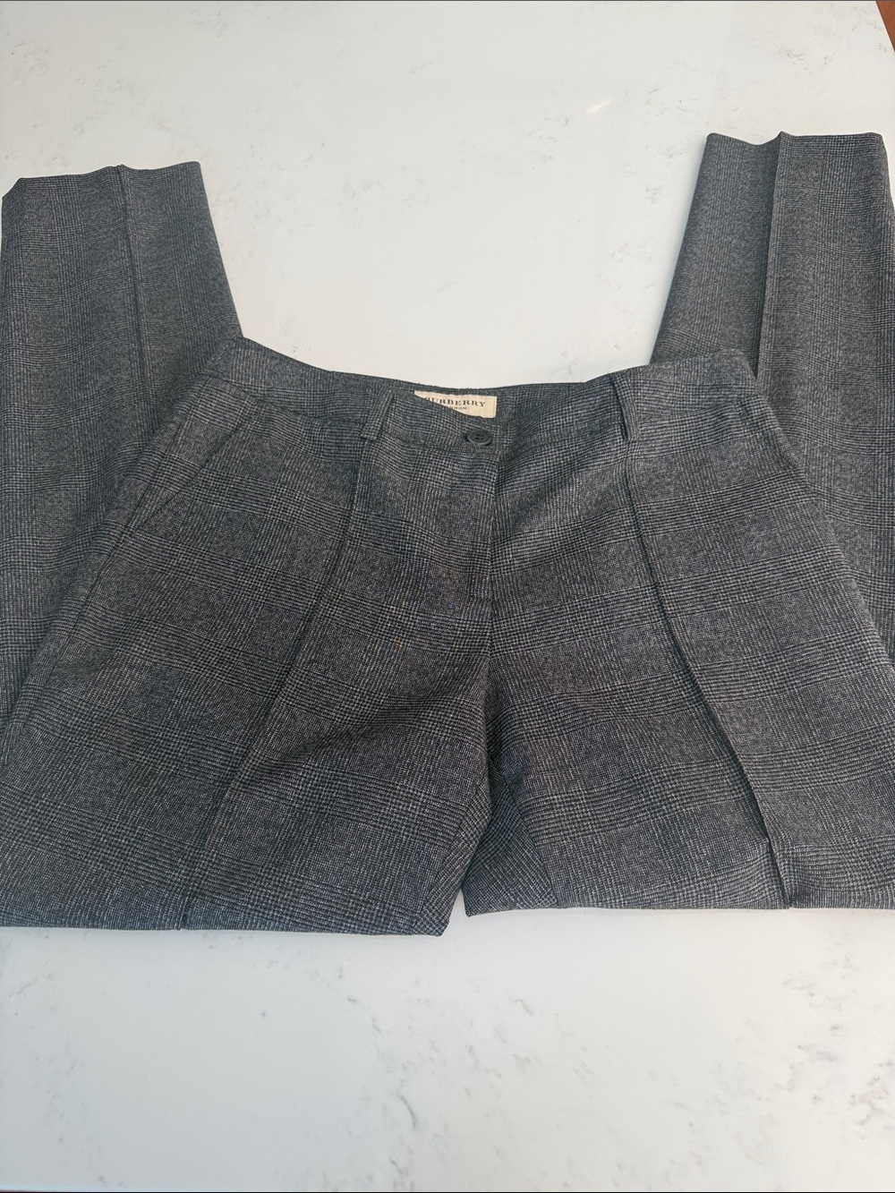 Burberry Gray Glen Plaid Tailored Trousers